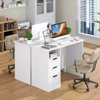 Scrivania da Computer Costway da 42,5" con Stazione di Ricarica Integrata, 3 Cassetti e Ripiano Aperto