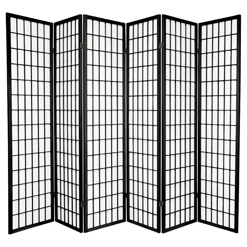 Oriental Furniture 6' Tall 6 Panel Window Pane Shoji Screen