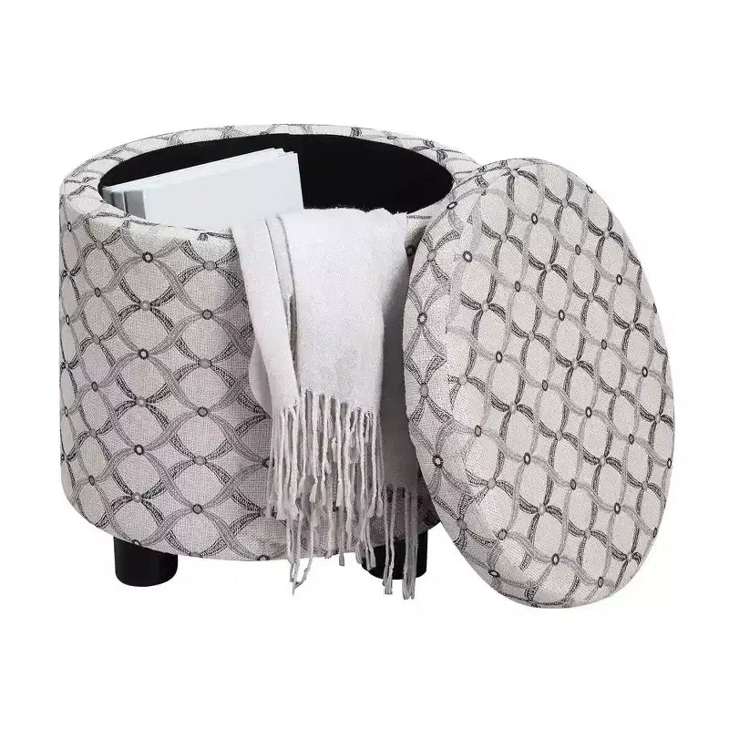 Breighton Home Designs4Comfort Pouf Contenitore Rotondo con Vassoio Reversibile