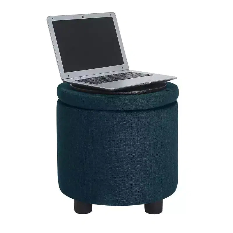 Breighton Home Designs4Comfort Pouf Contenitore Rotondo con Vassoio Reversibile