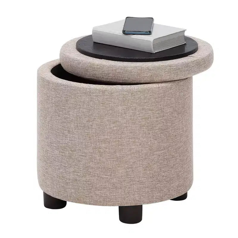 Breighton Home Designs4Comfort Pouf Contenitore Rotondo con Vassoio Reversibile