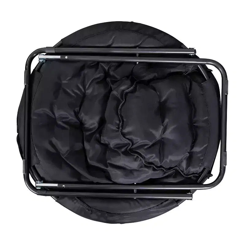 Flash Furniture Gwen 38 pollici, sedia a mezza luna pieghevole oversize portatile in pelliccia sintetica con poggiapiedi pieghevole per dormitorio e camera da letto
