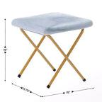 Flash Furniture Gwen 38 pollici, sedia a mezza luna pieghevole oversize portatile in pelliccia sintetica con poggiapiedi pieghevole per dormitorio e camera da letto