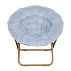 Flash Furniture Gwen 38 pollici, sedia a mezza luna pieghevole oversize portatile in pelliccia sintetica con poggiapiedi pieghevole per dormitorio e camera da letto