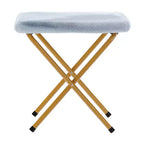 Flash Furniture Gwen 38 pollici, sedia a mezza luna pieghevole oversize portatile in pelliccia sintetica con poggiapiedi pieghevole per dormitorio e camera da letto