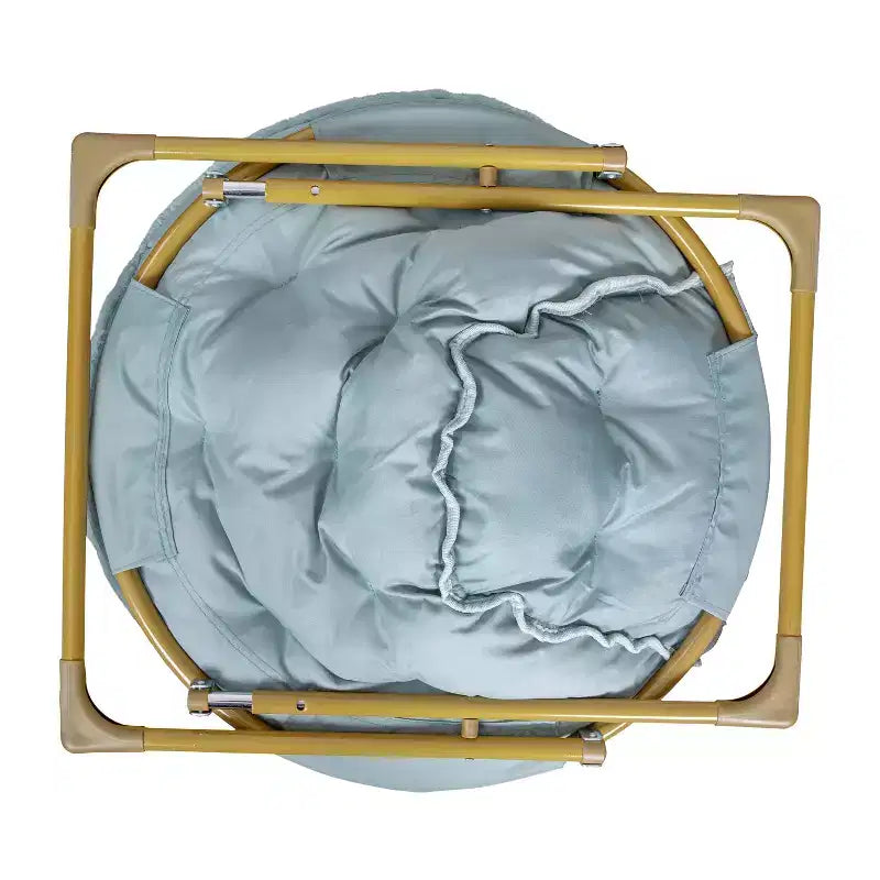 Flash Furniture Gwen 38 pollici, sedia a mezza luna pieghevole oversize portatile in pelliccia sintetica con poggiapiedi pieghevole per dormitorio e camera da letto