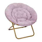 Flash Furniture Gwen 38 pollici, sedia a mezza luna pieghevole oversize portatile in pelliccia sintetica con poggiapiedi pieghevole per dormitorio e camera da letto