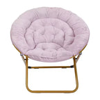 Flash Furniture Gwen 38 pollici, sedia a mezza luna pieghevole oversize portatile in pelliccia sintetica con poggiapiedi pieghevole per dormitorio e camera da letto