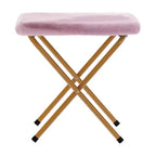 Flash Furniture Gwen 38 pollici, sedia a mezza luna pieghevole oversize portatile in pelliccia sintetica con poggiapiedi pieghevole per dormitorio e camera da letto