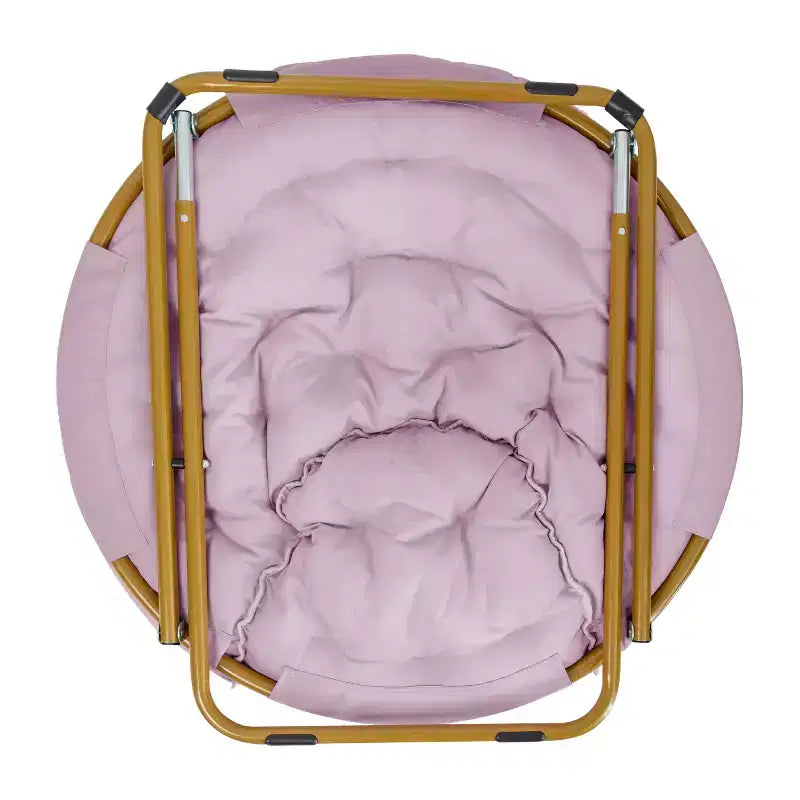 Flash Furniture Gwen 38 pollici, sedia a mezza luna pieghevole oversize portatile in pelliccia sintetica con poggiapiedi pieghevole per dormitorio e camera da letto