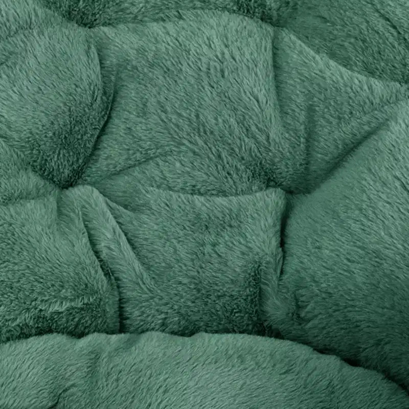 Flash Furniture Gwen 38 pollici, sedia a mezza luna pieghevole oversize portatile in pelliccia sintetica con poggiapiedi pieghevole per dormitorio e camera da letto