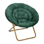 Flash Furniture Gwen 38 pollici, sedia a mezza luna pieghevole oversize portatile in pelliccia sintetica con poggiapiedi pieghevole per dormitorio e camera da letto