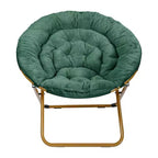 Flash Furniture Gwen 38 pollici, sedia a mezza luna pieghevole oversize portatile in pelliccia sintetica con poggiapiedi pieghevole per dormitorio e camera da letto