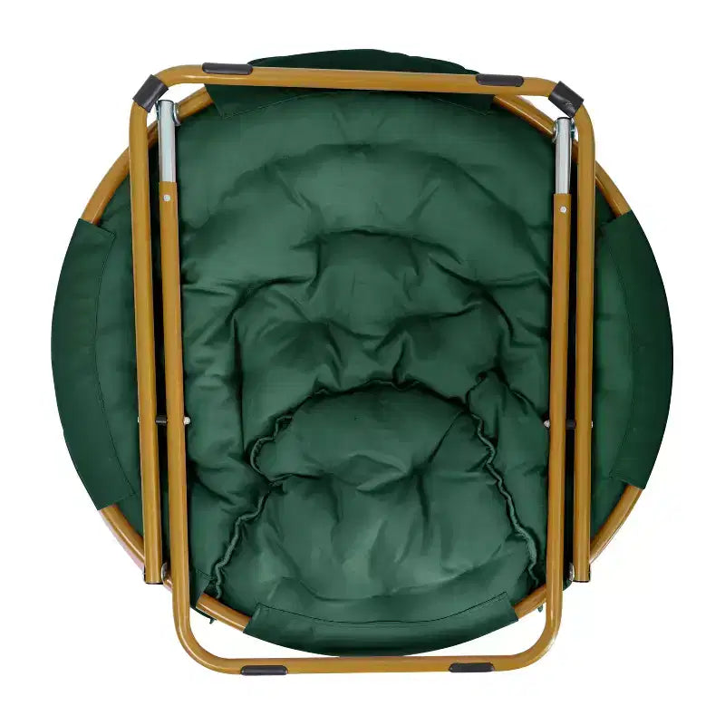 Flash Furniture Gwen 38 pollici, sedia a mezza luna pieghevole oversize portatile in pelliccia sintetica con poggiapiedi pieghevole per dormitorio e camera da letto