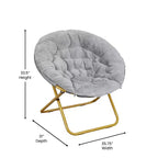 Flash Furniture Gwen 38 pollici, sedia a mezza luna pieghevole oversize portatile in pelliccia sintetica con poggiapiedi pieghevole per dormitorio e camera da letto