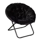 Flash Furniture Gwen 38 pollici, sedia a mezza luna pieghevole oversize portatile in pelliccia sintetica con poggiapiedi pieghevole per dormitorio e camera da letto