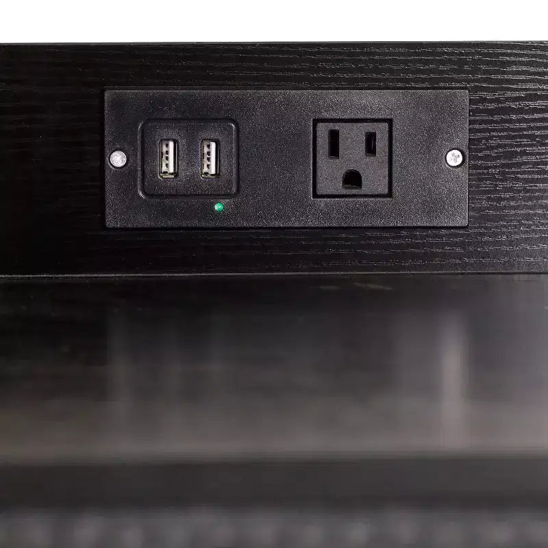 Flash Furniture Sodano Comodino a 4 Cassetti con Stazione di Ricarica, 2 Porte USB e 1 Presa, Struttura in Metallo, Piano, Cassetti e Maniglie in Legno Ingegnerizzato