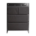 Flash Furniture Sodano Comodino a 4 Cassetti con Stazione di Ricarica, 2 Porte USB e 1 Presa, Struttura in Metallo, Piano, Cassetti e Maniglie in Legno Ingegnerizzato