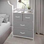 Flash Furniture Sodano Comodino a 4 Cassetti con Stazione di Ricarica, 2 Porte USB e 1 Presa, Struttura in Metallo, Piano, Cassetti e Maniglie in Legno Ingegnerizzato