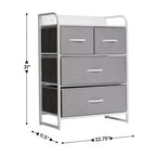 Flash Furniture Sodano Comodino a 4 Cassetti con Stazione di Ricarica, 2 Porte USB e 1 Presa, Struttura in Metallo, Piano, Cassetti e Maniglie in Legno Ingegnerizzato
