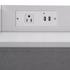 Flash Furniture Sodano Comodino a 4 Cassetti con Stazione di Ricarica, 2 Porte USB e 1 Presa, Struttura in Metallo, Piano, Cassetti e Maniglie in Legno Ingegnerizzato