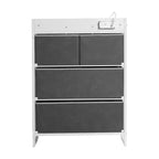 Flash Furniture Sodano Comodino a 4 Cassetti con Stazione di Ricarica, 2 Porte USB e 1 Presa, Struttura in Metallo, Piano, Cassetti e Maniglie in Legno Ingegnerizzato
