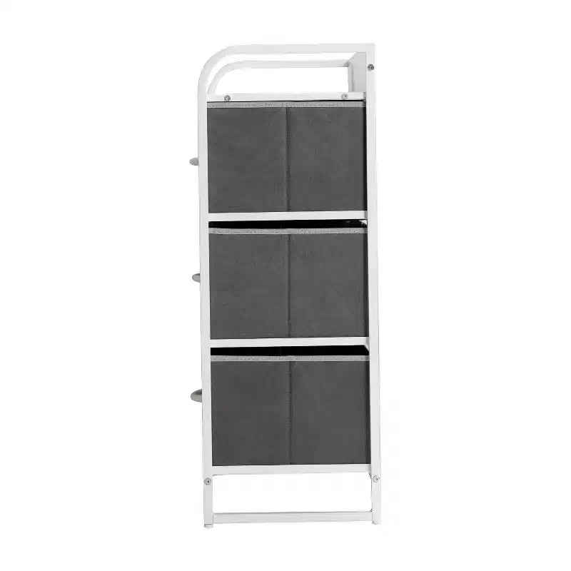 Flash Furniture Sodano Comodino a 4 Cassetti con Stazione di Ricarica, 2 Porte USB e 1 Presa, Struttura in Metallo, Piano, Cassetti e Maniglie in Legno Ingegnerizzato