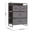 Flash Furniture Sodano Comodino a 4 Cassetti con Stazione di Ricarica, 2 Porte USB e 1 Presa, Struttura in Metallo, Piano, Cassetti e Maniglie in Legno Ingegnerizzato