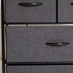 Flash Furniture Sodano Comodino a 4 Cassetti con Stazione di Ricarica, 2 Porte USB e 1 Presa, Struttura in Metallo, Piano, Cassetti e Maniglie in Legno Ingegnerizzato