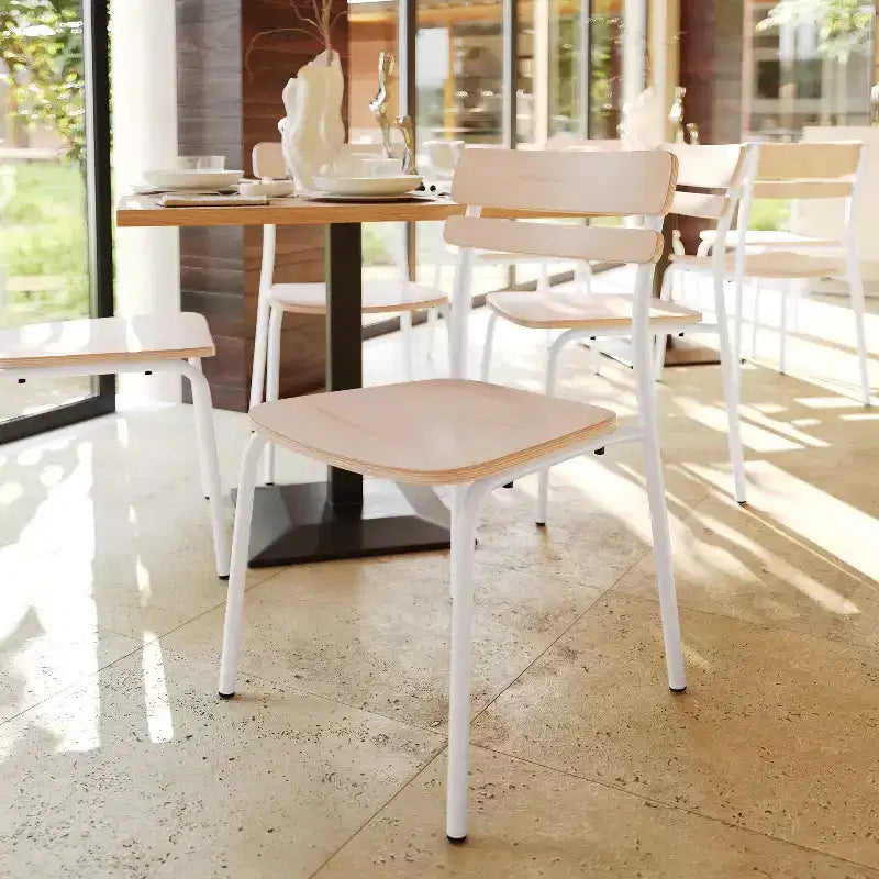 Flash Furniture Confezione da 2 Sedie da Pranzo Cyprus in Legno Massello di Grado Commerciale con Telaio in Metallo e Finitura Anticata
