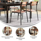 Flash Furniture Confezione da 2 Sedie da Pranzo Cyprus in Legno Massello di Grado Commerciale con Telaio in Metallo e Finitura Anticata