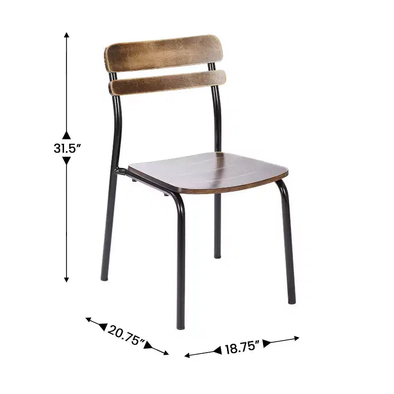 Flash Furniture Confezione da 2 Sedie da Pranzo Cyprus in Legno Massello di Grado Commerciale con Telaio in Metallo e Finitura Anticata
