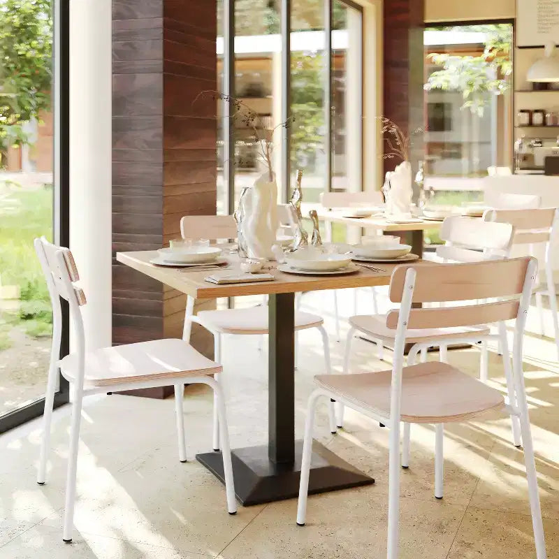 Flash Furniture Confezione da 2 Sedie da Pranzo Cyprus in Legno Massello di Grado Commerciale con Telaio in Metallo e Finitura Anticata