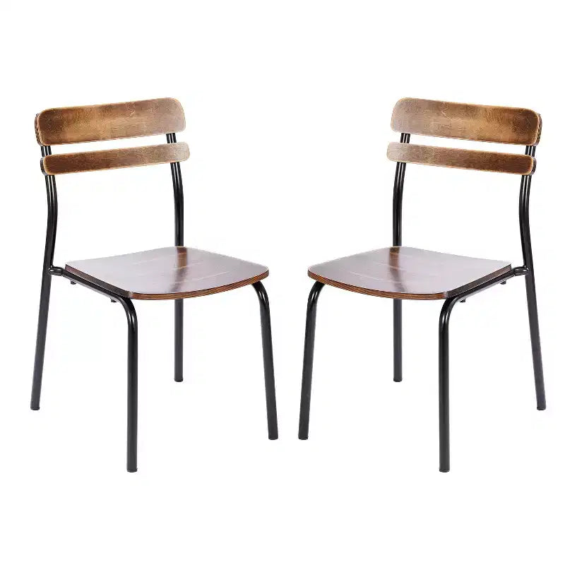 Flash Furniture Confezione da 2 Sedie da Pranzo Cyprus in Legno Massello di Grado Commerciale con Telaio in Metallo e Finitura Anticata