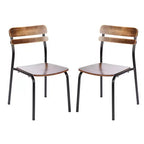 Flash Furniture Confezione da 2 Sedie da Pranzo Cyprus in Legno Massello di Grado Commerciale con Telaio in Metallo e Finitura Anticata