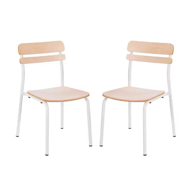 Flash Furniture 2 Pack Cyprus Commercial Grade Solid Wood Dining Chairs with Metal Frames and Antique Finish