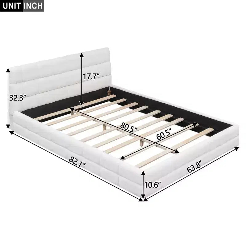 Struttura Letto a Piattaforma in Legno Imbottita Queen Size con Testiera in Velluto - ModernLuxe