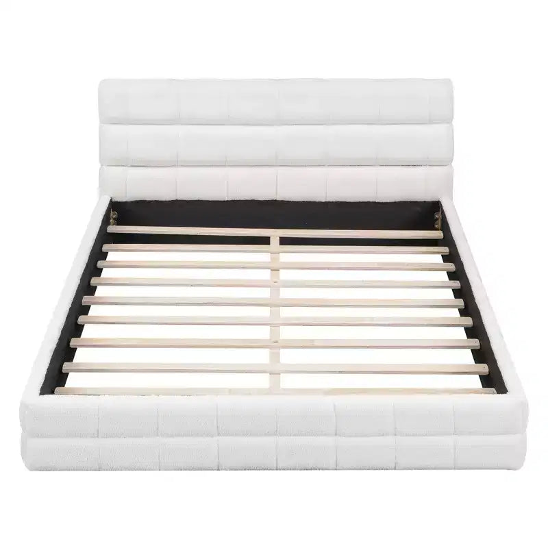 Struttura Letto a Piattaforma in Legno Imbottita Queen Size con Testiera in Velluto - ModernLuxe