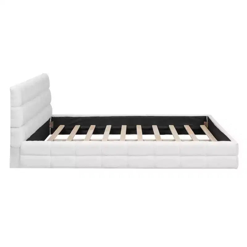 Struttura Letto a Piattaforma in Legno Imbottita Queen Size con Testiera in Velluto - ModernLuxe