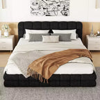 Struttura Letto a Piattaforma in Legno Imbottita Queen Size con Testiera in Velluto - ModernLuxe