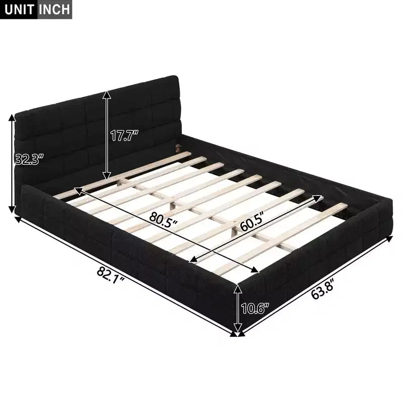 Struttura Letto a Piattaforma in Legno Imbottita Queen Size con Testiera in Velluto - ModernLuxe