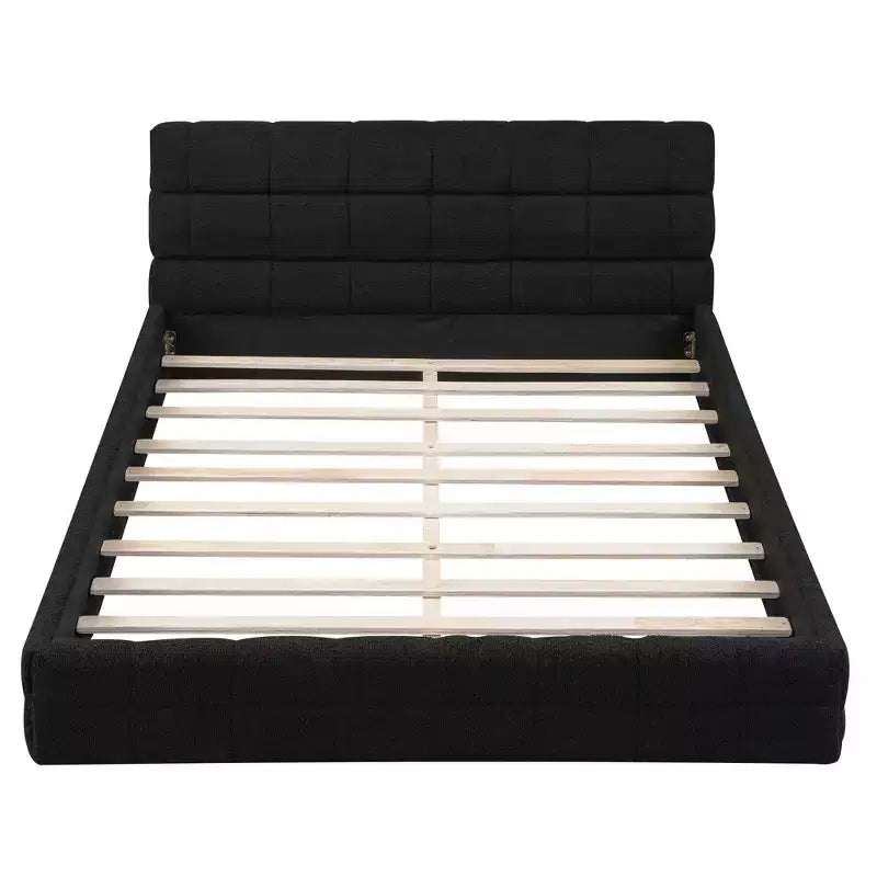 Struttura Letto a Piattaforma in Legno Imbottita Queen Size con Testiera in Velluto - ModernLuxe