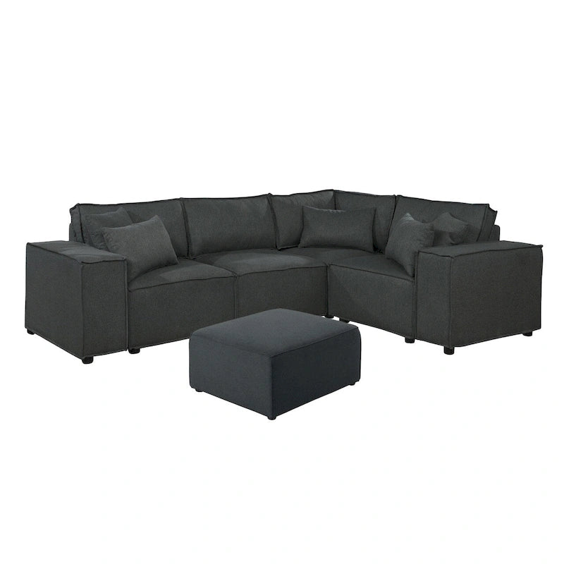 Divano componibile modulare con pouf