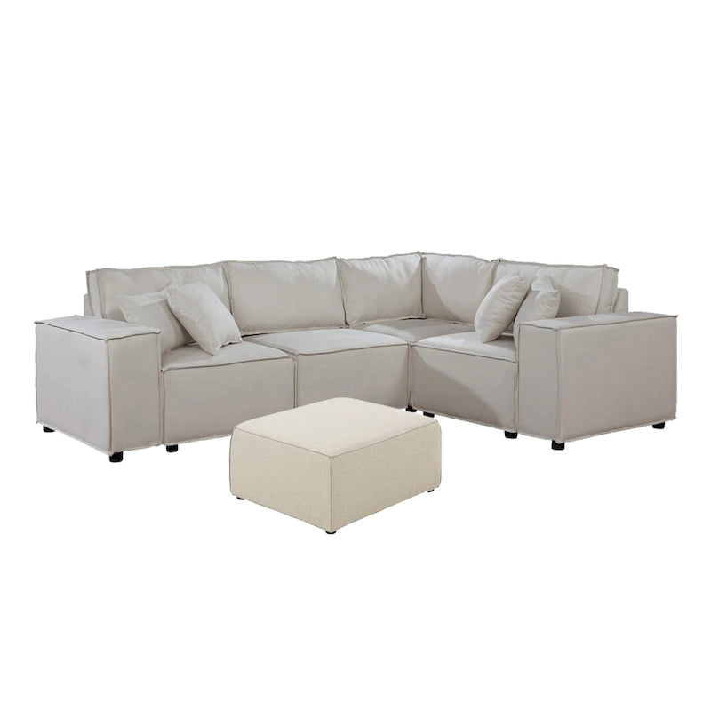 Divano componibile modulare con pouf