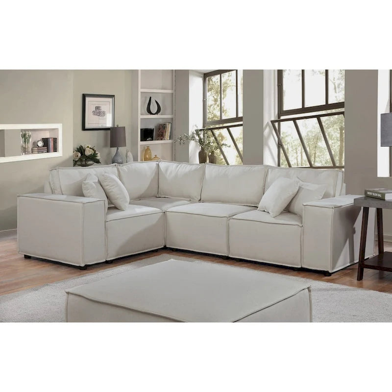 Divano componibile modulare con pouf