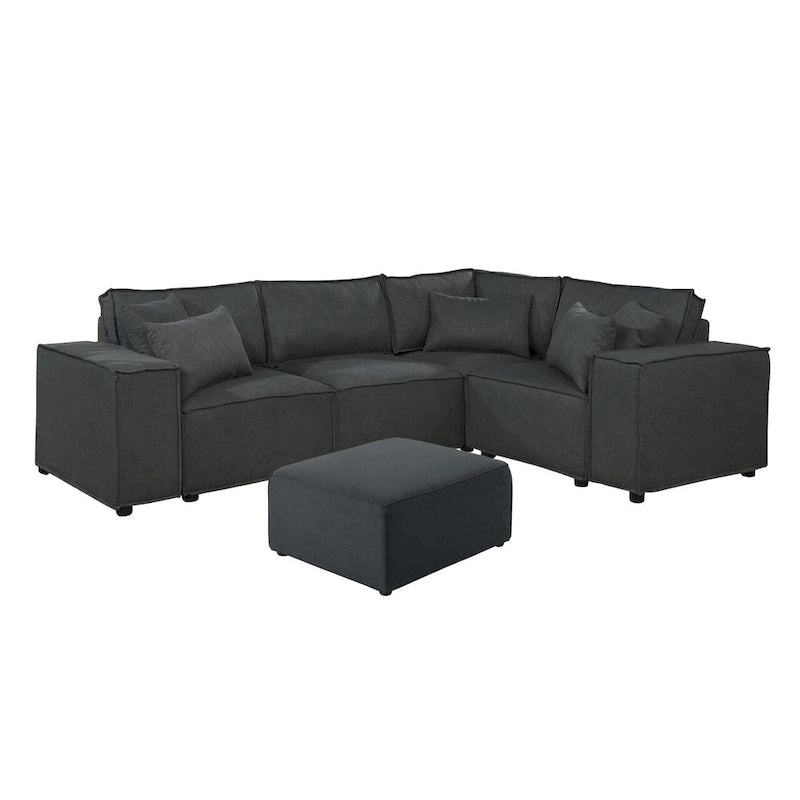 Divano componibile modulare con pouf