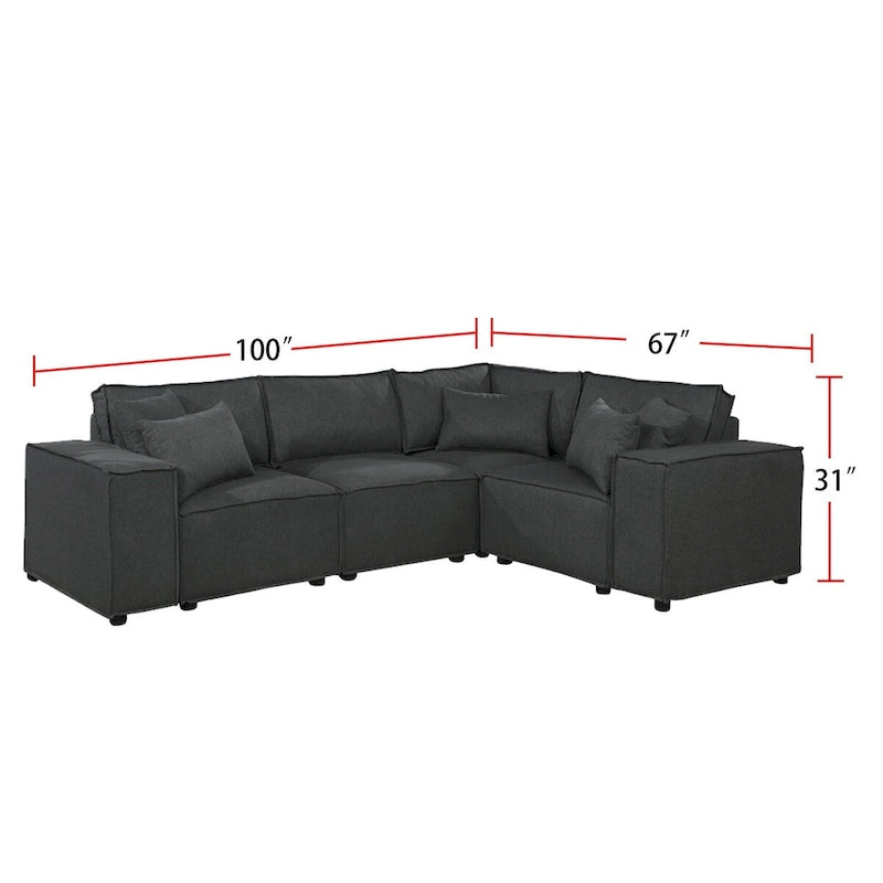Divano componibile modulare con pouf
