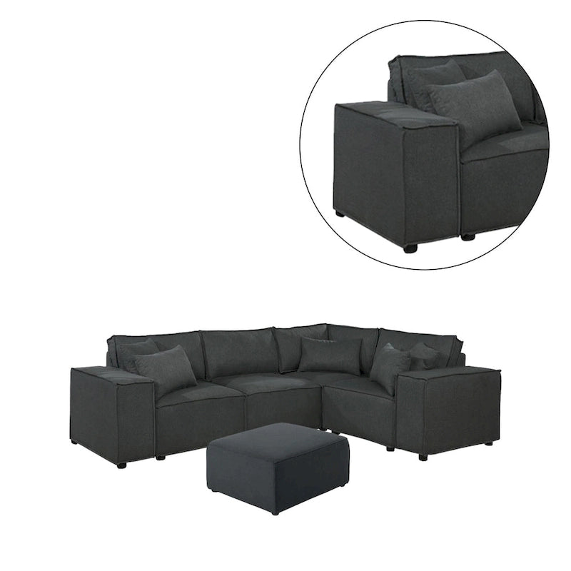 Divano componibile modulare con pouf
