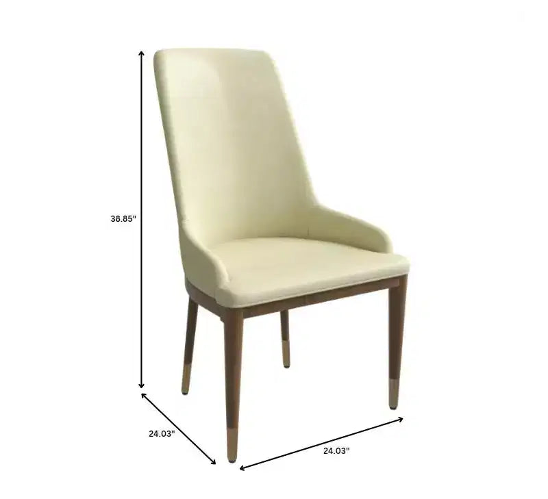 LeisureMod Sedia Moderna da Pranzo Rivestita in Pelle con Gambe in Legno di Caucciù Marrone Sedie Laterali per Cucina Accent Serie Viva