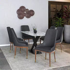 LeisureMod Sedia Moderna da Pranzo Rivestita in Pelle con Gambe in Legno di Caucciù Marrone Sedie Laterali per Cucina Accent Serie Viva